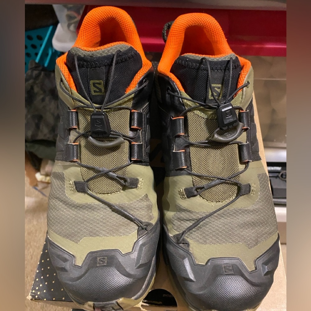 Salomon Olive and Orange Trail Shoes